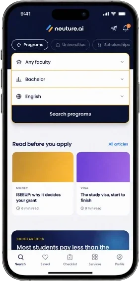 Neuture.ai search: filter Italian university programs by faculty, degree and language