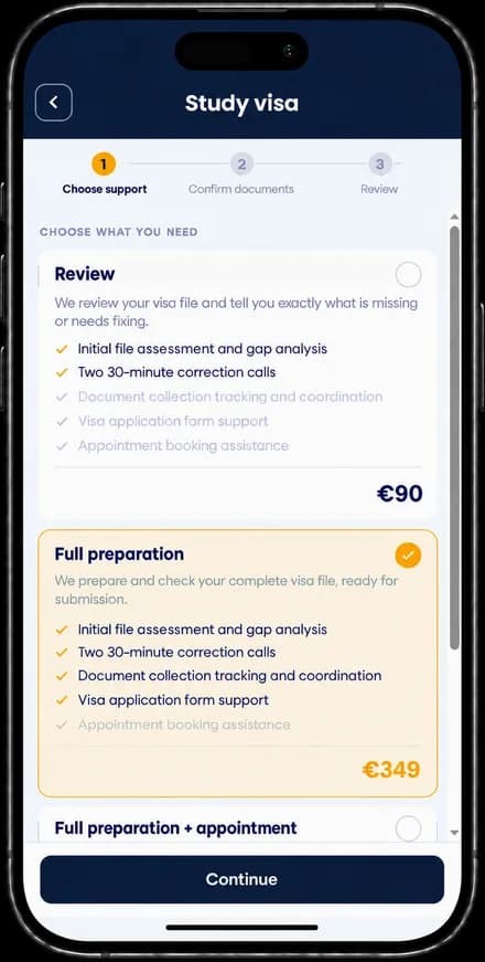 Neuture.ai services: study visa support options and prices